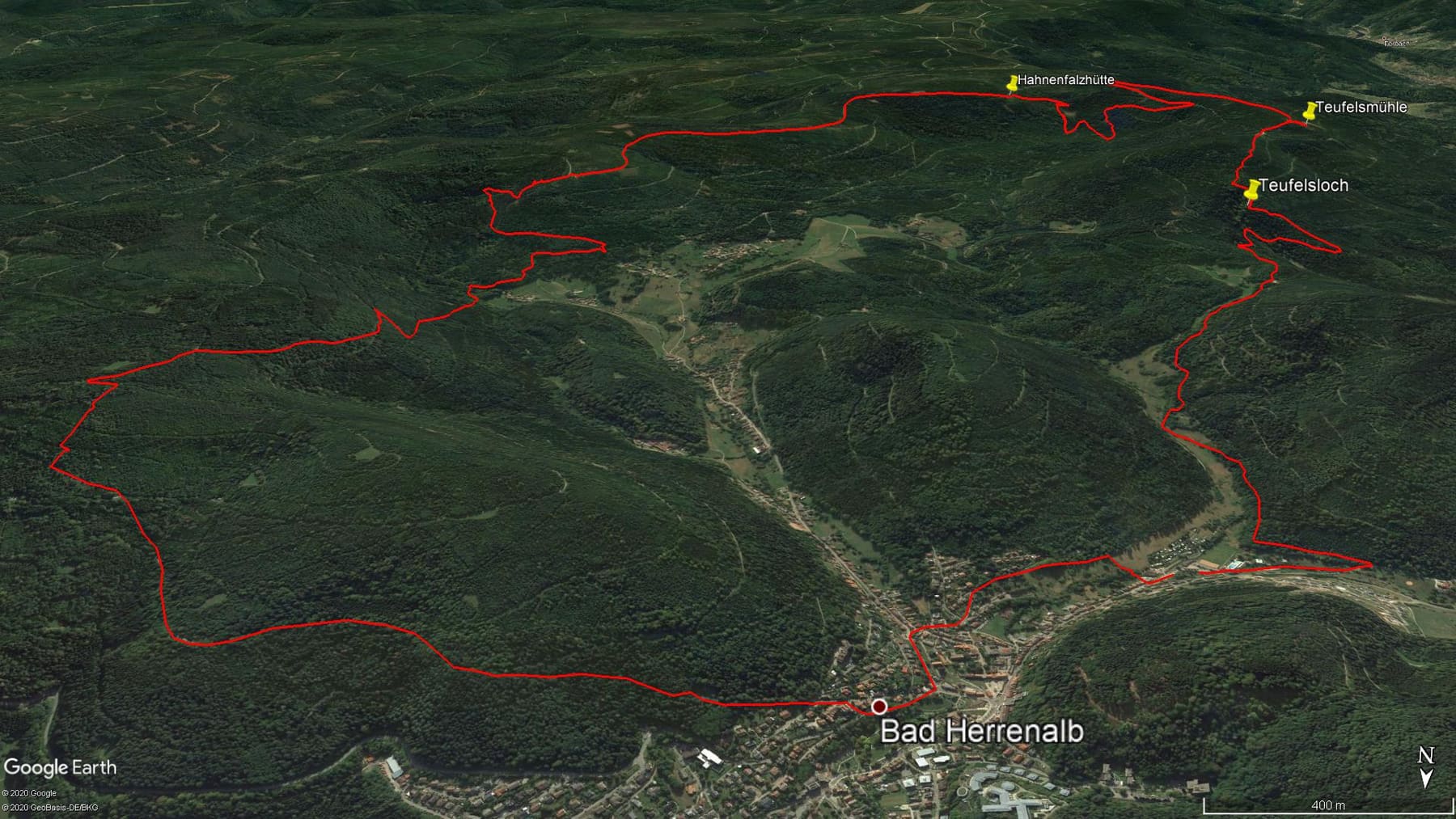 Karte der Route: Albtal Abenteuer Track, Etappe 1: Rundwanderung von Bad Herrenalb