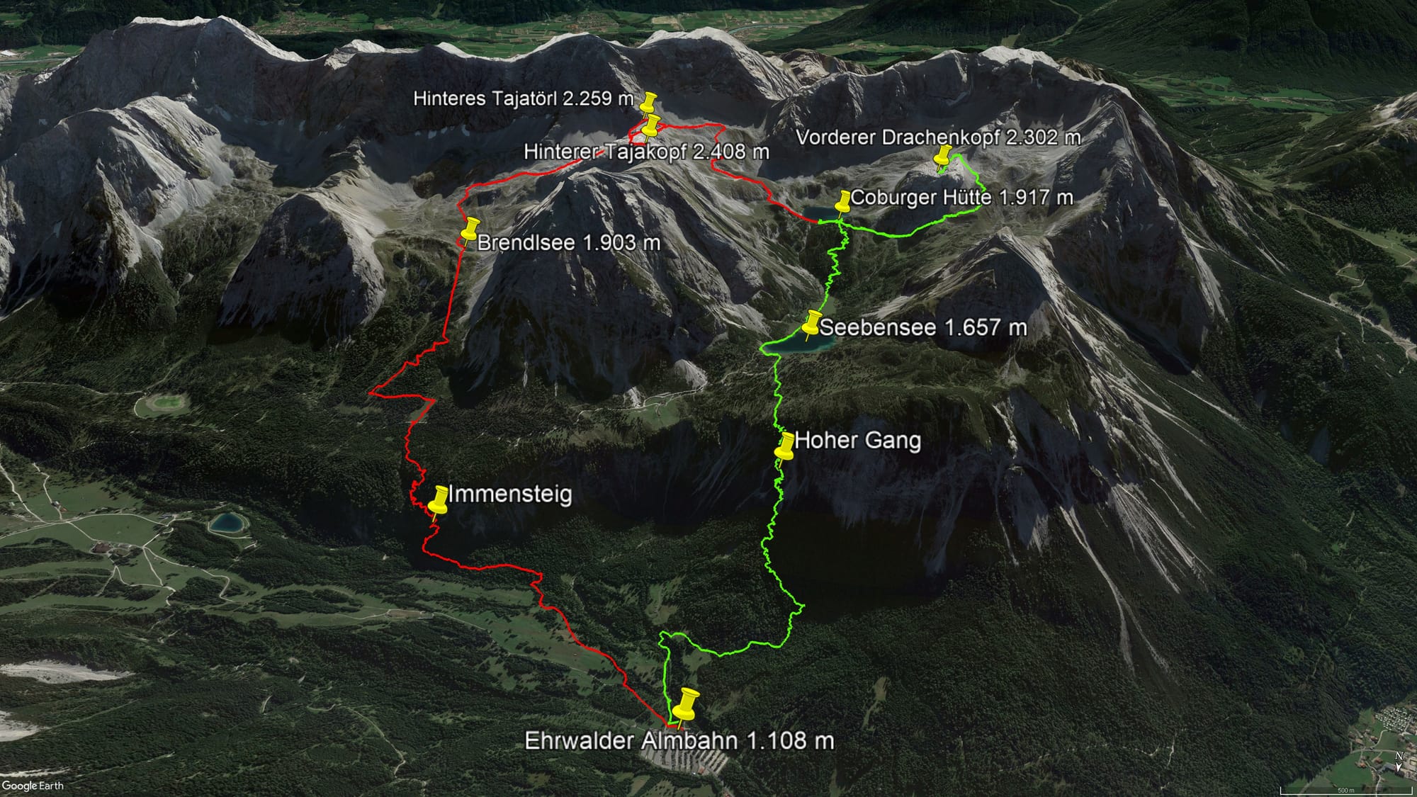 Karte der Route