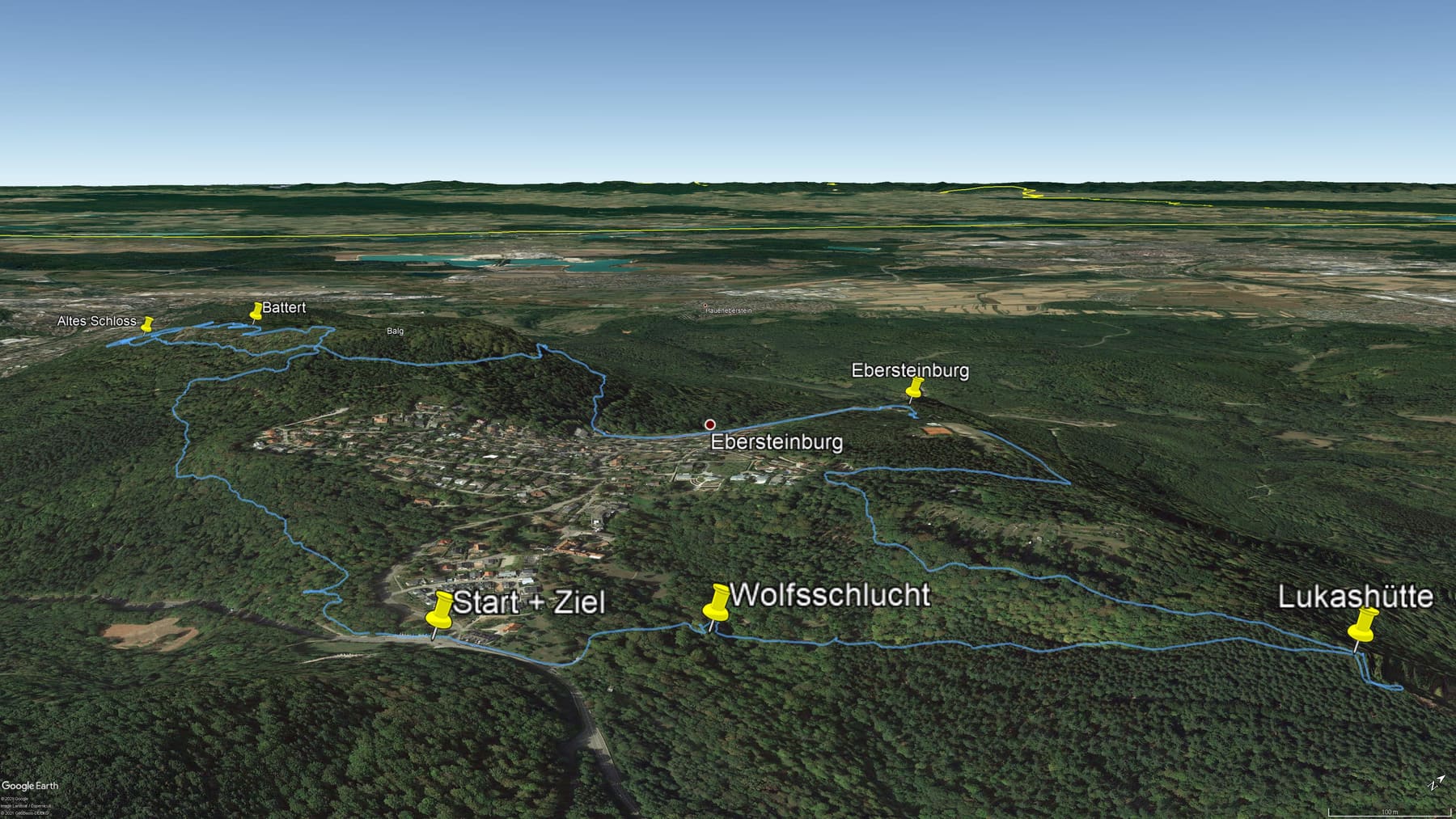 Karte der Route: Wanderung auf dem Ebersteinburg-Rundweg bei Baden-Baden im Nordschwarzwald