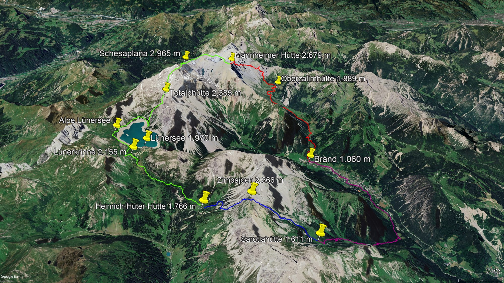 Karte der Route