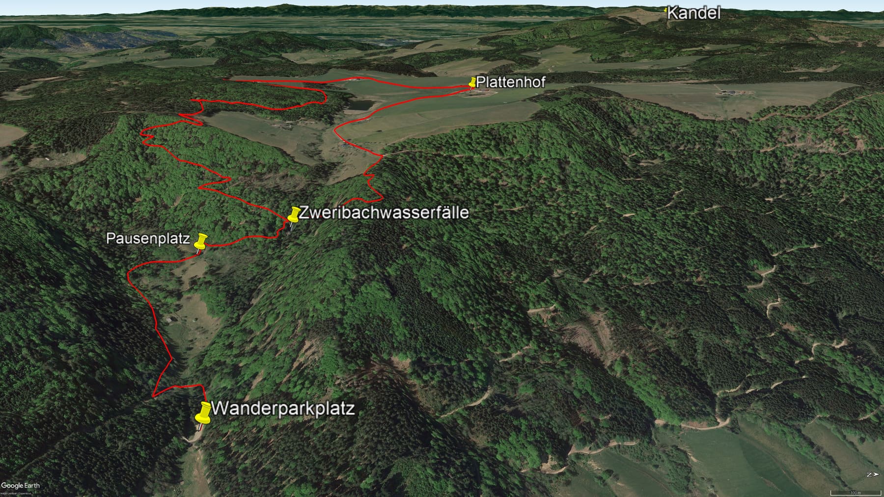 Karte der Route: Schwarzwald-Wanderung Zweribachwasserfälle auf nebligen Pfaden